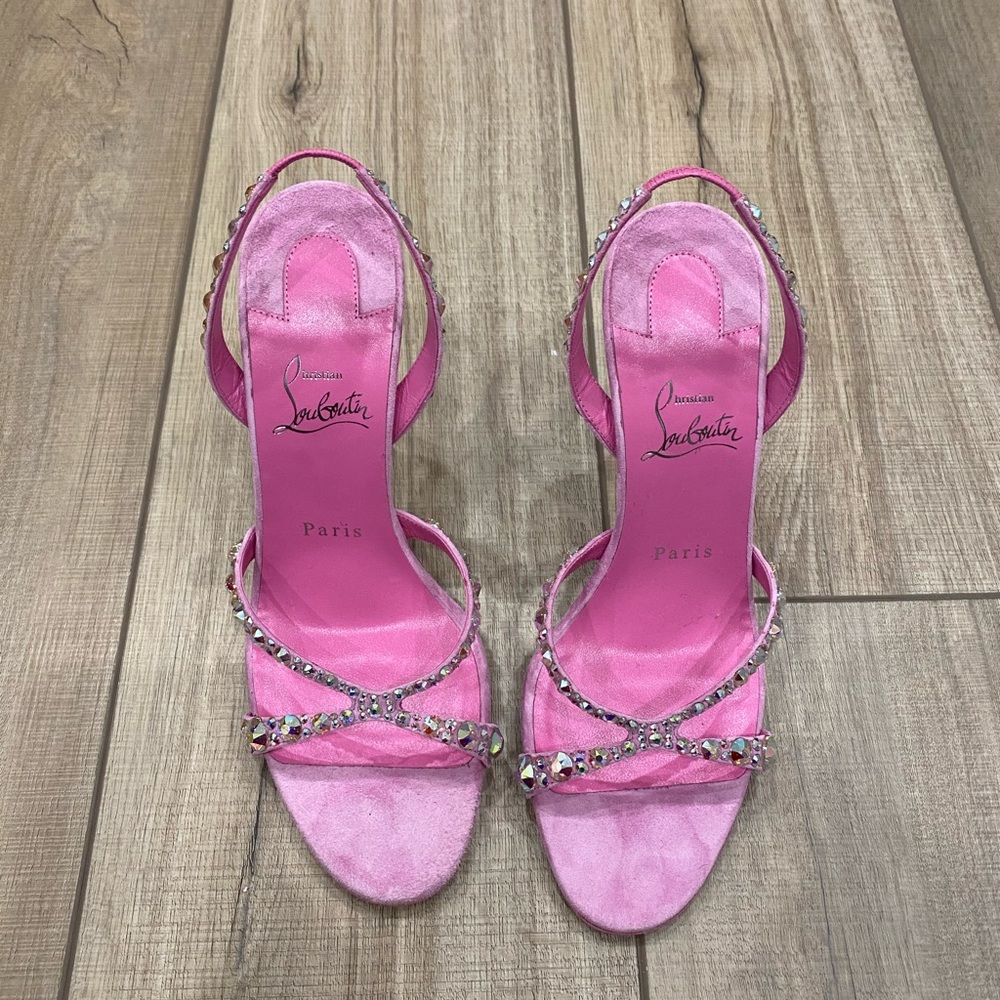 Christian Louboutin Emilie 100mm Embellished Suede Sandals